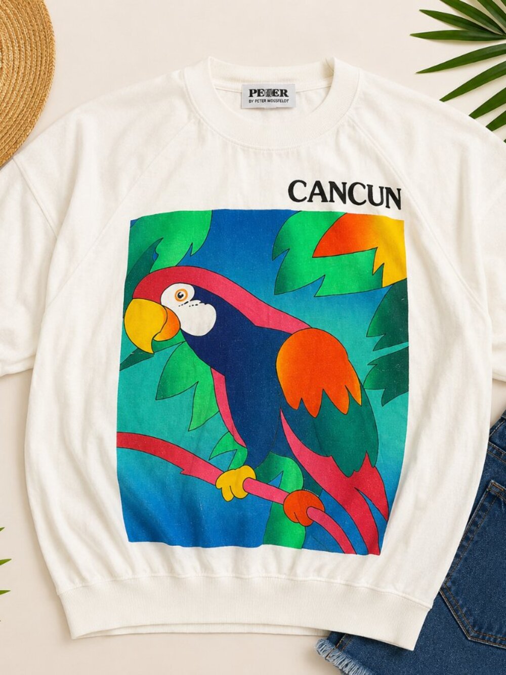 PEER Cancun Parrot Graphic Short Sleeve Tee - White